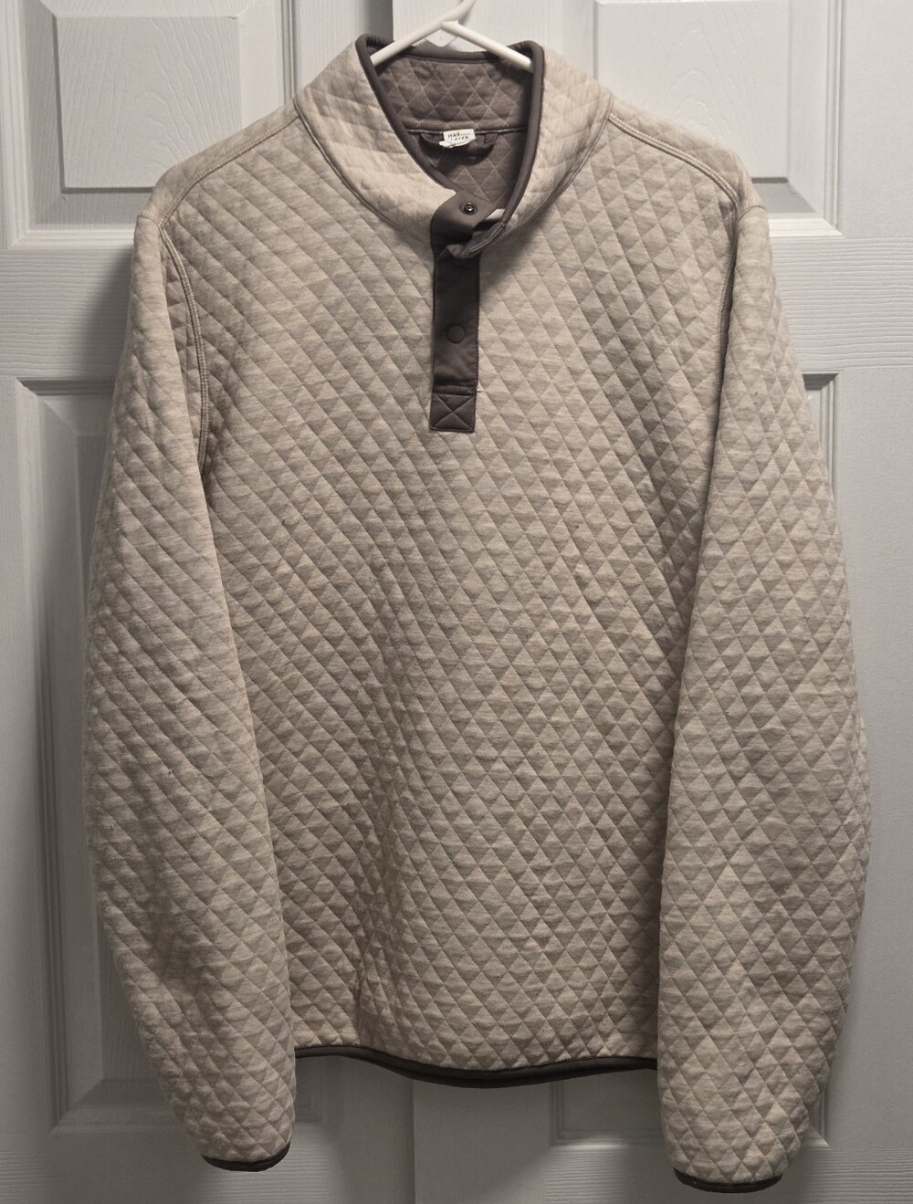 Marine Layer Quilted Pullover Sweater in Light Beige Size Large